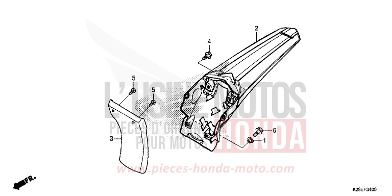 GARDE-BOUE ARRIERE de CRF125F "Petites Roues" EXTREME RED (R292) 2023
